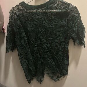 Dex Forest Green Lace Blouse